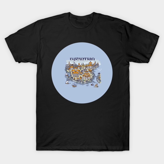 Constantinople, Byzantium city hand drawing illustration pin buttons T-Shirt by qpiii